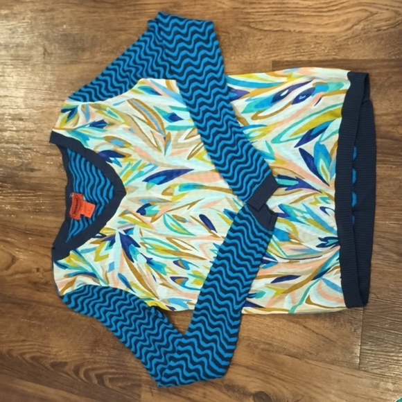 Missoni Vintage Sheer Panel Knit Contrast Sleeve Top WWW - Picture 1 of 3